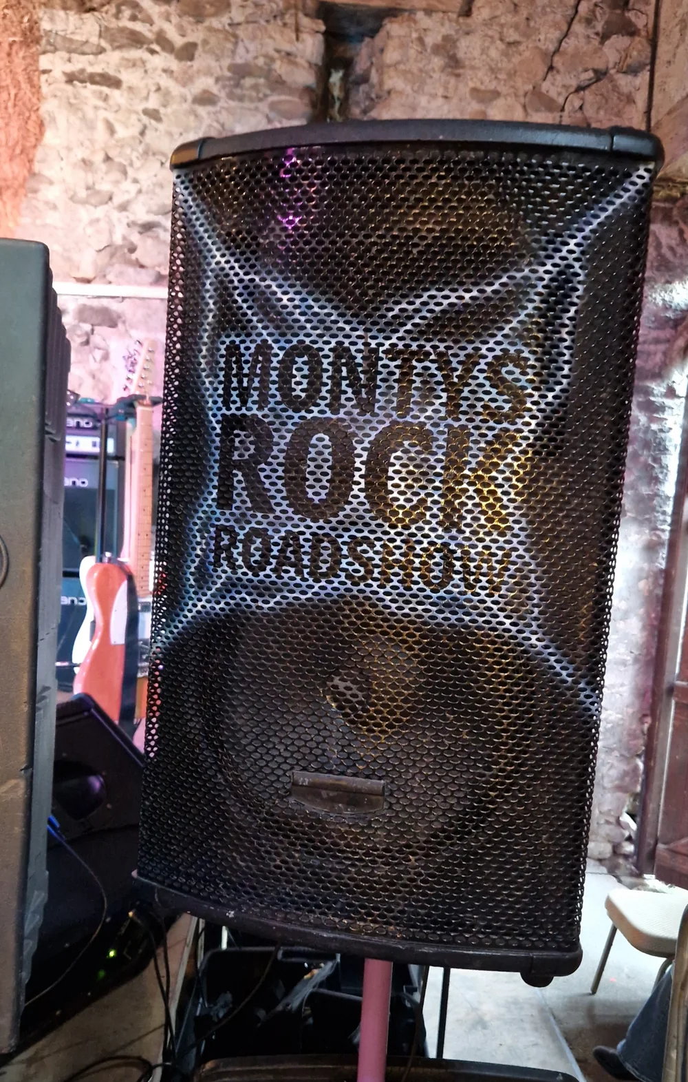 Monty’s Rock Roadshow PA speaker at an Electric Outlawz event